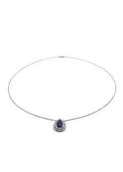Colar gota safira azul e diamantes - comprar online