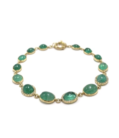 Pulseira esmeralda cabuchon com diamante na internet