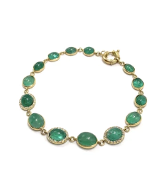 Pulseira esmeralda cabuchon com diamante - La Chica de Oro