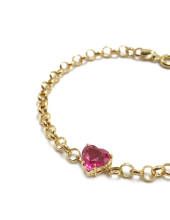 Pulseira coração turmalina rosa na internet