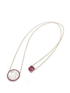 Escapulário nossa senhora das graças com turmalina rosa - La Chica de Oro