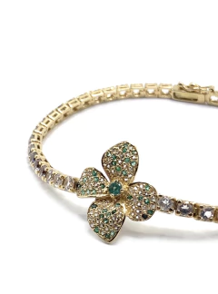 Pulseira Riviera com flor esmeralda Brasileira - La Chica de Oro