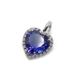 Pingente coração tanzanita e diamante - comprar online