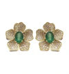Brinco flor esmeralda brasileira e diamante