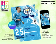 Football Party Invitation Editable, Football editable Invitation, Editable Canva Invitation