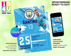 Party Invitation Football Editable, Football editable Invitation, Editable Canva Invitation