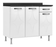 Balcão Cozinha Com Tampo 3 Portas 1 Gaveta Rubi