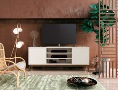 Rack Para Tv Até 60 Retrô Pés Madeira Maciça Titan Branco - comprar online