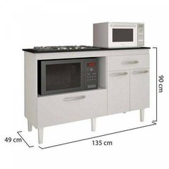 Balcão para Cooktop 4 Bocas 3 Portas 1 Gaveta Palace - R&F Colchões e Móveis