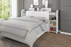 Cabeceira Queen com Sapateira/Prateleira Retrátil e Tomadas Julia Framar Branca - comprar online