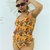 Enteriza Luly Con Volados - Naranja Flores Celestes (SBIK53AE)