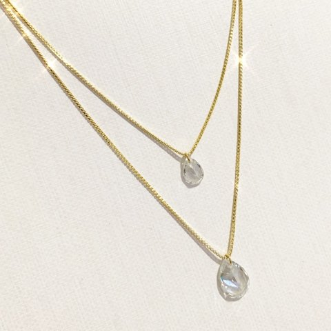 Colar Duplo Pingente Gota Cristal