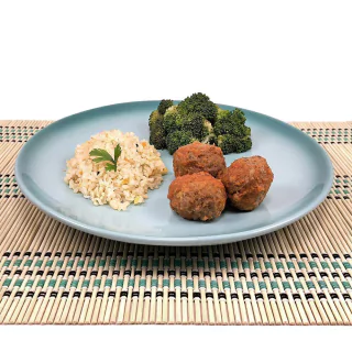 Almôndegas com Arroz Integral e Brócolis no Vapor (250g)