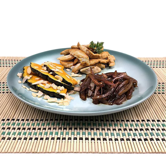 Tiras de Frango, Abóbora Grelhada e Cebola Caramelizada (250g)