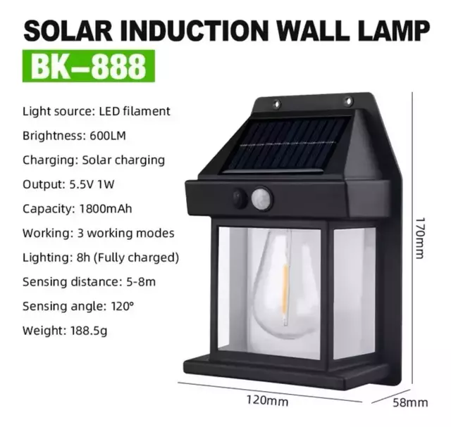 Foco Aplique Farol Led Solar Luz Calida Sensor Exterior - Tienda Peques - Artículos para Bebes - Juguetes - Rodados & Mas