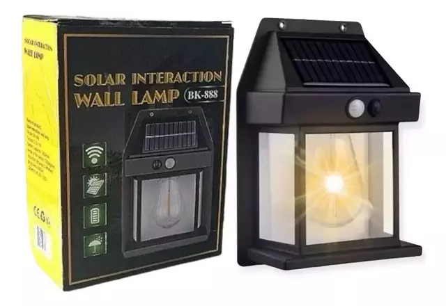 Foco Aplique Farol Led Solar Luz Calida Sensor Exterior