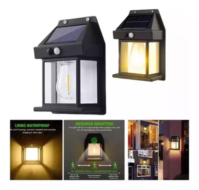 Foco Aplique Farol Led Solar Luz Calida Sensor Exterior - comprar online