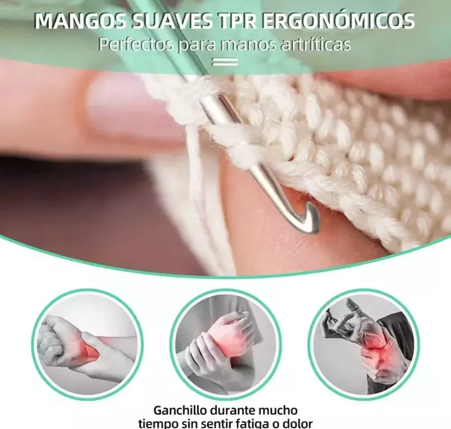 Set Crochet Kit Agujas Silicona Con Estuche 30 Piezas en internet