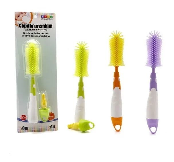 Cepillo Limpia Lava Mamaderas 2 En 1 Baby Innovation