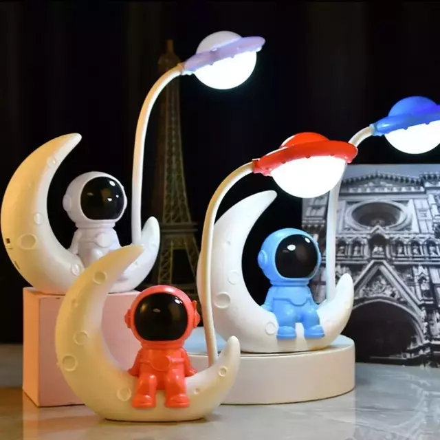 Imagen de Lampara De Noche Astronauta Luna Recargable Luz Led