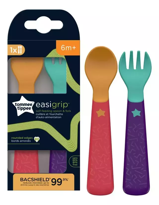 Set Cuchara Y Tenedor Cubiertos Tommee Tippee Easigrip