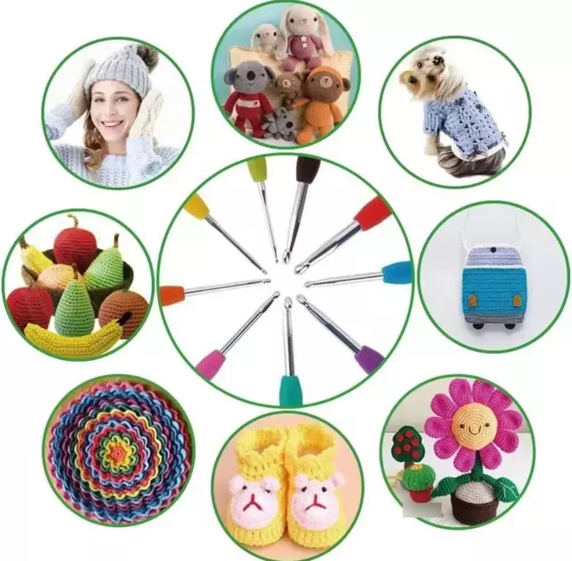 Set Crochet Kit Agujas Silicona Con Estuche 30 Piezas en internet