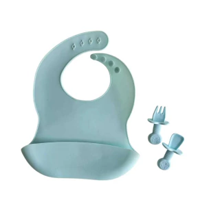 Babero Y Cubiertos De Silicona Bebe Las Floritas