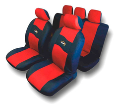 Funda Cubre Asiento Universal De Tela Tunning Max Con Rojo