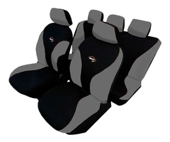Funda Cubre Asiento Universal De Tela Olimpic Gris Con Negro