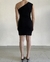 Vestido 1 hombro punto roma negro