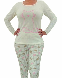 Pijama Feminino Longo Cat Xadrez. - loja online