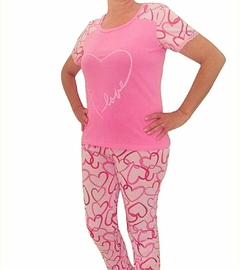 Pijama Feminino Longo Manga Curta Love. - comprar online
