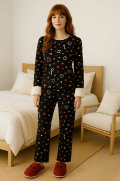 Pijama Feminino Longo Black com Pelo - Annafour