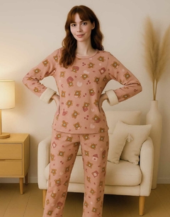 Pijama Feminino Longo Rosa Chá com Pelo - (cópia) - comprar online
