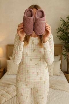 Pijama Feminino Longo Xadrez Cat. - Annafour