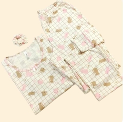 Imagem do Pijama Feminino Longo Xadrez Cat.