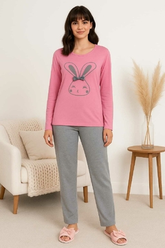 Pijama Feminino Longo Coelho Rosa. - comprar online