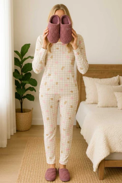 Pijama Feminino Longo Xadrez Cat. - comprar online