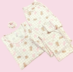 Pijama Feminino Longo Xadrez Cat. - Annafour