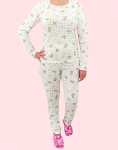 Pijama Feminino Longo Xadrez Cat. na internet