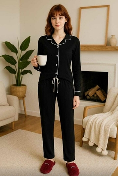 Pijama Americano Longo Black/white - Annafour