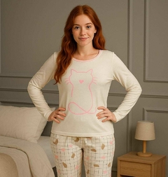 Pijama Feminino Longo Cat Xadrez. - comprar online
