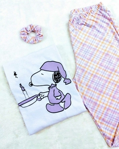 Pijama Feminino Longo xadrez lilás - comprar online