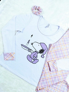 Pijama Feminino Longo xadrez lilás - loja online