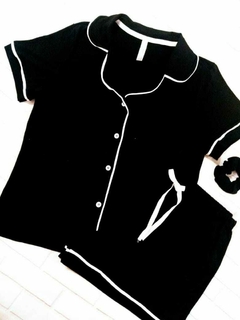 Pijama Americano Curto Black/White - comprar online