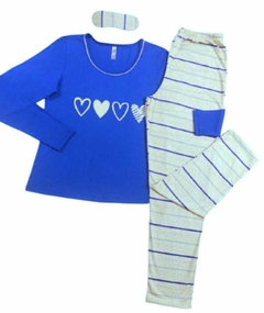 Pijama Feminino Longo Royal Blue Heart. na internet