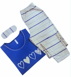 Pijama Feminino Longo Royal Blue Heart. - loja online
