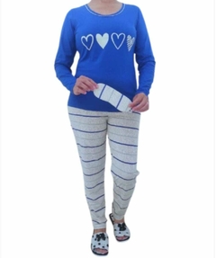 Pijama Feminino Longo Royal Blue Heart. - comprar online
