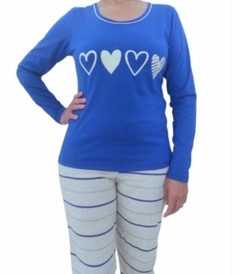 Imagem do Pijama Feminino Longo Royal Blue Heart.