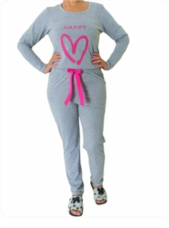 Pijama Feminino Longo Mescla Pink - comprar online